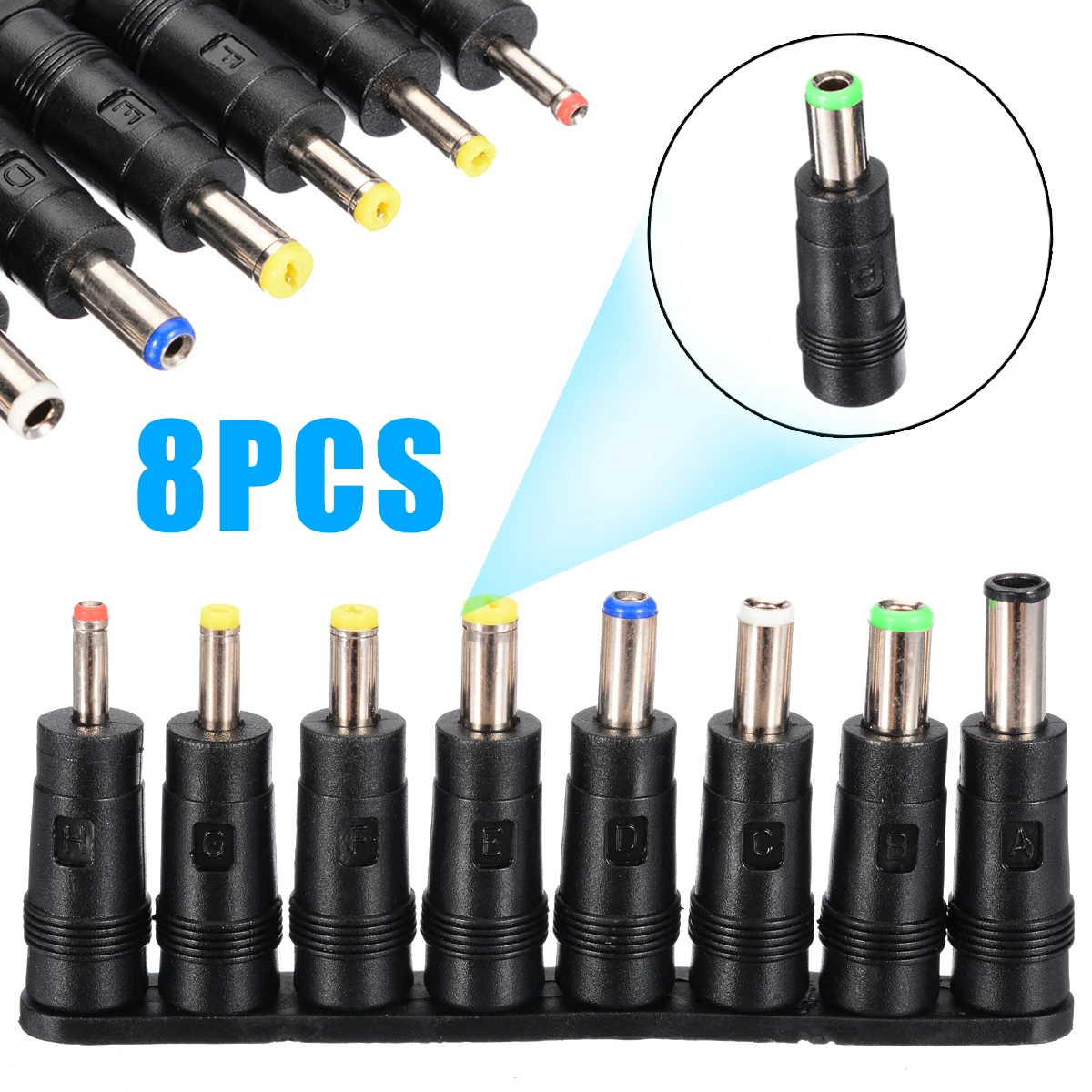 8Pcs/set Laptop Charger Adapter Tips Universal 8 Tips Head Charger Tip AC DC Power Adapter For Laptop PC