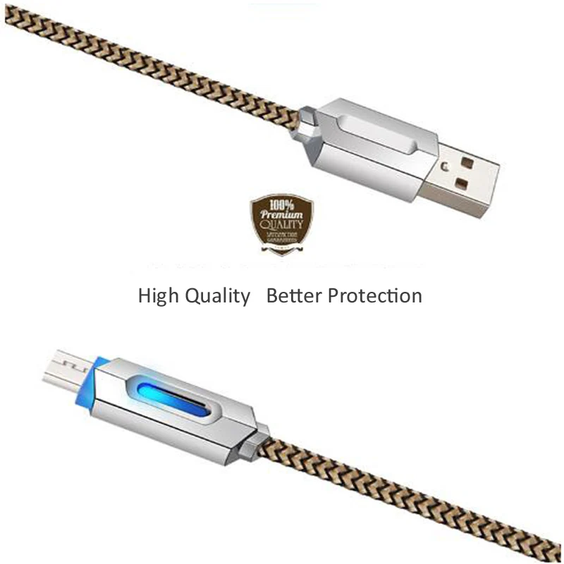 STOD Micro USB кабель светодиодный светильник синий красный индикатор 2A Зарядка для samsung lenovo huawei zte Mi Fly OPPO VIVO зарядное устройство