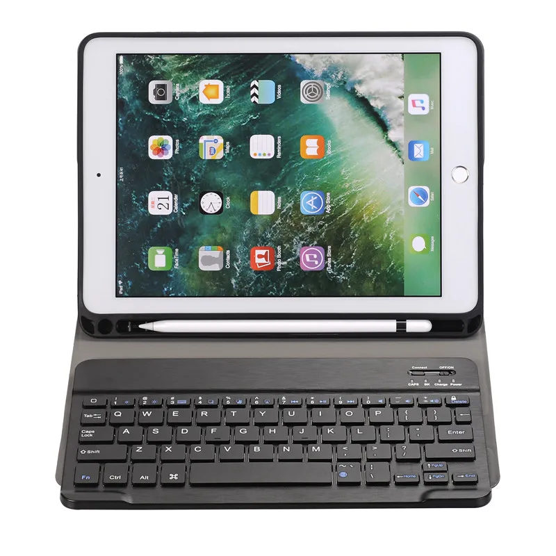 Чехол с Bluetooth клавиатурой для ipad 9,7, держатель карандаша, умный кожаный чехол для ipad 9,7 /Pro 9,7 Air2/Air чехол для ipad 5 6