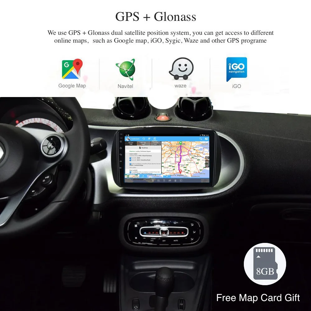

Android 8.0 Car Stereo for Mercedes Benz Smart ForTwo C453 A453 W453 2016 2017 2018 JBL GPS Navigation Wifi SWC USB BT carplay