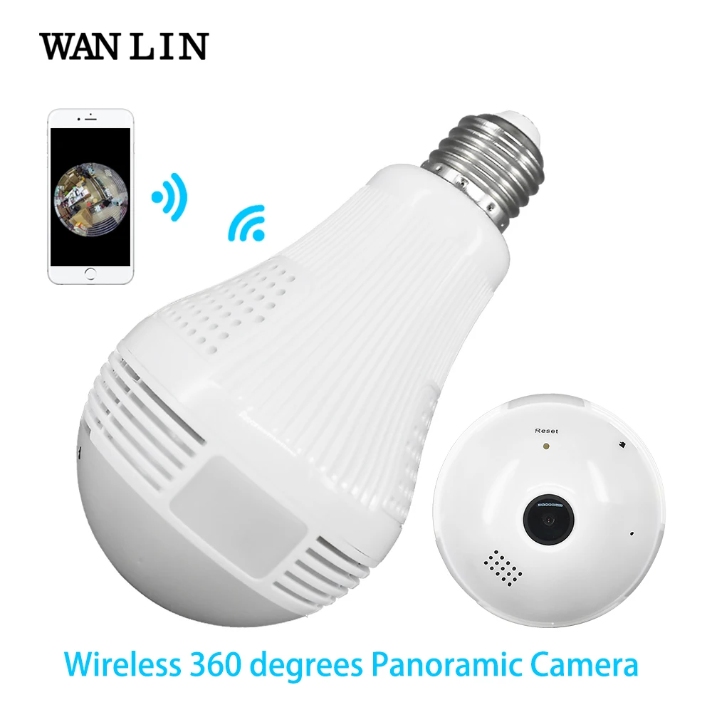 

Bulb Light Wireless IP VR Camera FishEye 960P/1080P/3MP 360 degree 3D Baby Monitor Home Security WiFi Camera Panoramic