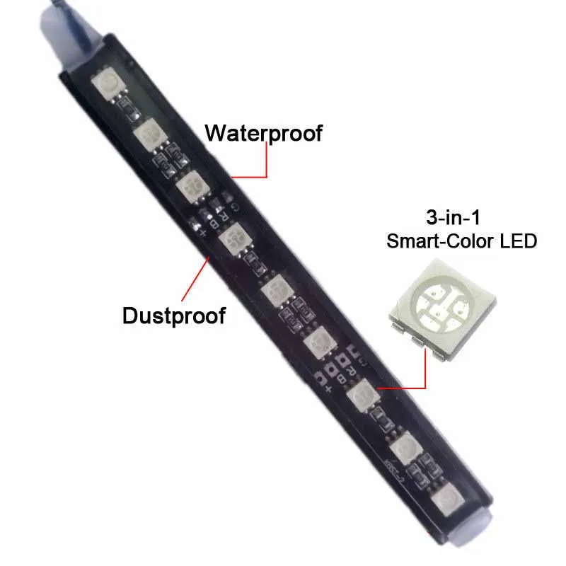 new 4pcs/set 12CM RGB LED Car Body Underglow Strip Neon Light Kit Remote Control