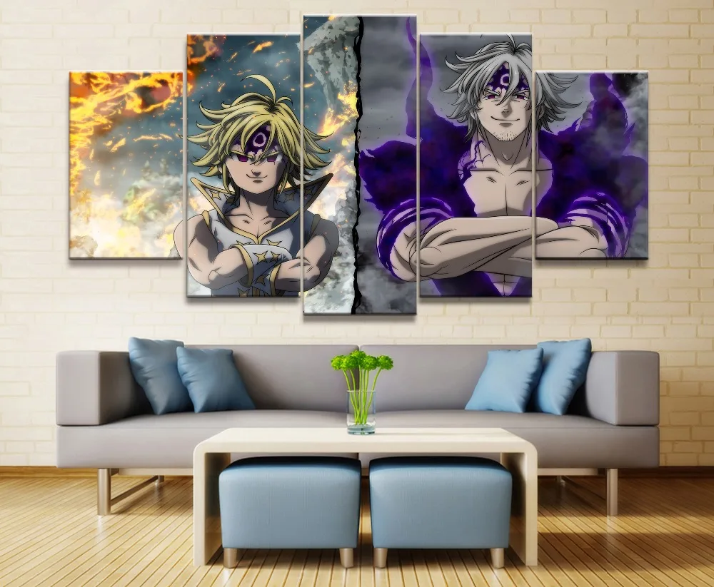 

Painting Canvas Wall HD Print Painting Art Home Decoration Living Room Canvas Painting 5 Pieces Seven Deadly Sins Anime Artwork