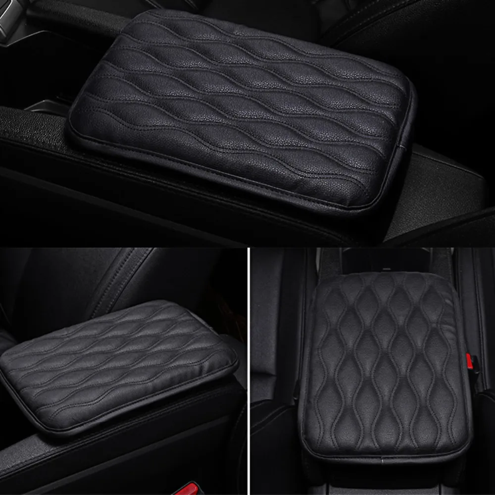 

Black Universal Car-styling Leather Car Seat Cover Vehicle Car Seat Pad Center Armrest Console Box Armrest Seat Protective Pad