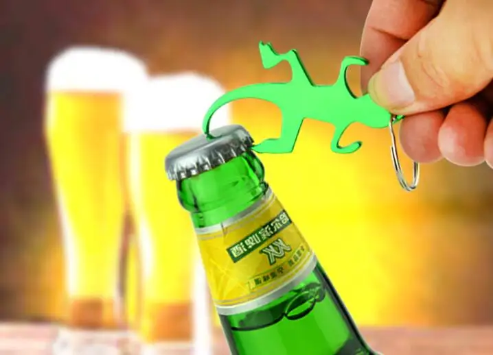 1000Pcs Gecko Lizard Bottle Opener Keychain Aluminum Alloy Beer Opener Promotion Keyring Gift