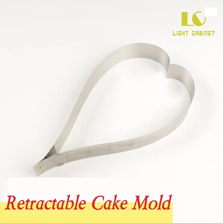 Retractable Cake Mold Fashion Stainless Steel Heart-Shaped Mousse Circle Adjustable Bakeware |