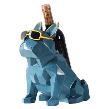 

Morden Geometric Sunglasses Dog Wine Holder Dog Wine Bottle Racks Resin Can Beer Whiskey Wine Stand Creative Standing Wine Rack