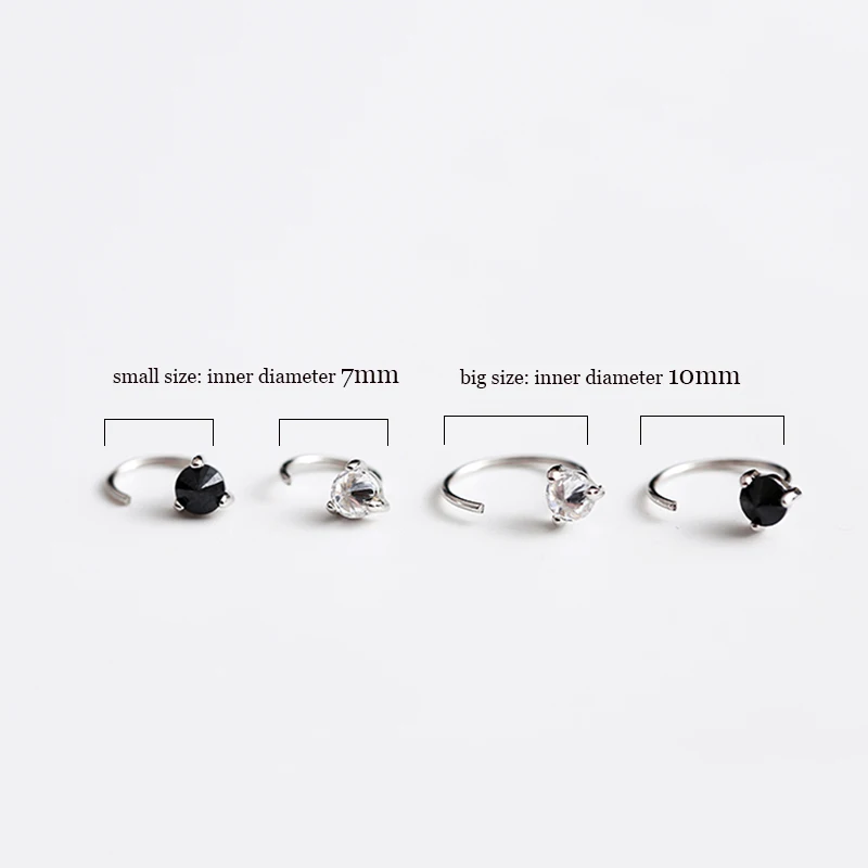 Минималистичные 925 пробы серебряные маленькие Huggie серьги-кольца с цирконием ухо пирсинг для пупка спиральный для хряща серьги для мужчин и женщин