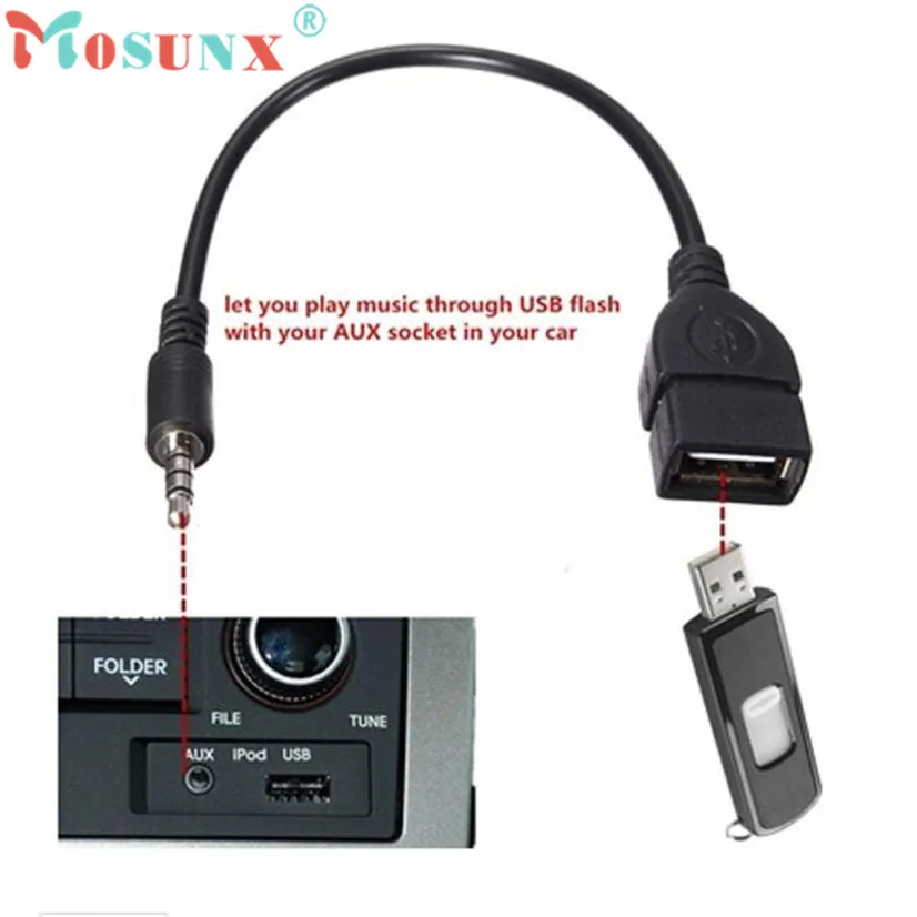 

Hot Selling 3.5mm Male Audio AUX Jack to USB 2.0 Type A Female OTG Converter Adapter Cable J03T Drop Shipping Wholesale