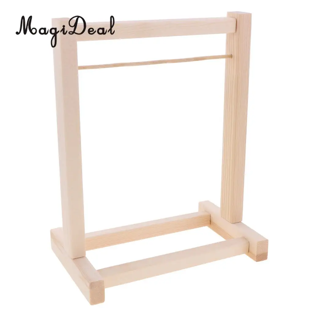 DIY Assembled Wooden Clothes Hanging Shelf and 10 Pieces Clothes Hook Hanger for 12`` Blythe Dolls