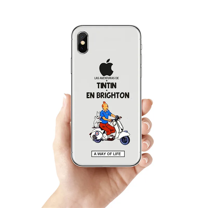 Как Aventuras Де Тинтин силиконовый Suave TPU Caso Capa Para o iphone XR 10 8 7 Plus 6 6 s Plus 5 XS Max 5 5C 4 4s Caso Fundas Coque - Color: TPU