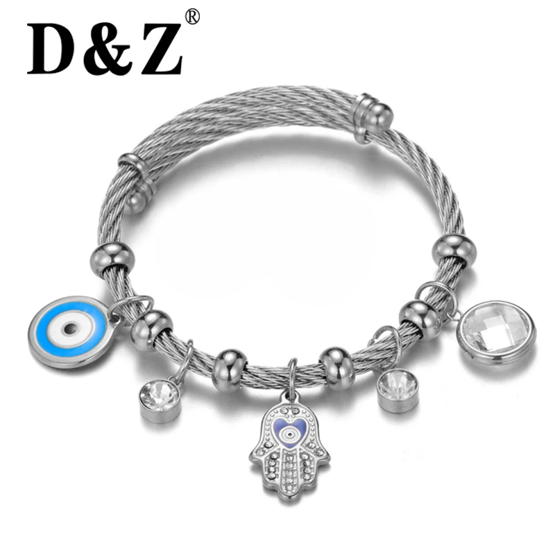 D & Z ислам глаз браслет с дизайном Фатима Для женщин нержавеющая сталь