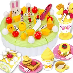 12 новых типов Кухонные игрушки Ролевые игры Резка торт ко дню рождения Еда игрушка Посуда Cocina Juguetes Пластик играть Еда Чай подарочный набор