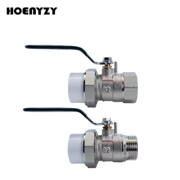 

1/2" 3/4" 1" Male/Female Brass PPR Ball Valve Heat Fusion Plumbing Fitting Single Union Socket Live Connect PPR OD 20/25/32mm