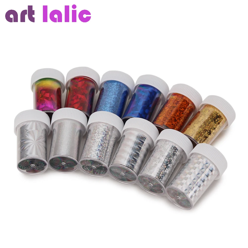

12Pcs Nail Art Foil Transfer Sticker Paper DIY Beauty Polish Design Stylish Nail Decoration Tools Random Color