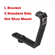 Fasatto Universal 2 Shoes Camera Grip L Mount Flash Bracket for Video Lights Microphones or Monitors on Cameras and Camcorders