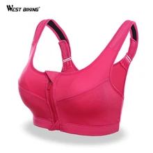 WEST BIKING, на молнии спереди, съемные подушечки, спортивный бюстгальтер для фитнеса, женский бюстгальтер для велоспорта, ходьбы, йоги, Комфортный топ, бюстгальтеры с высоким эффектом
