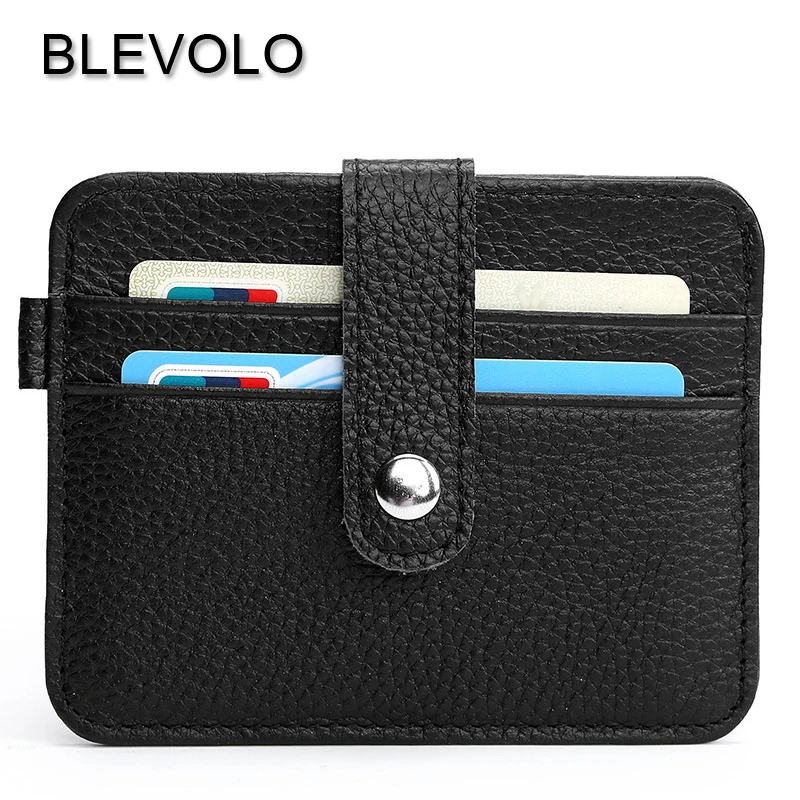 

BLEVOLO Super Thin Unisex Card Holder Cases Genuine Leather Money Pocket Mini Hasp ID Credit Card Package Slim Wallet For Gift