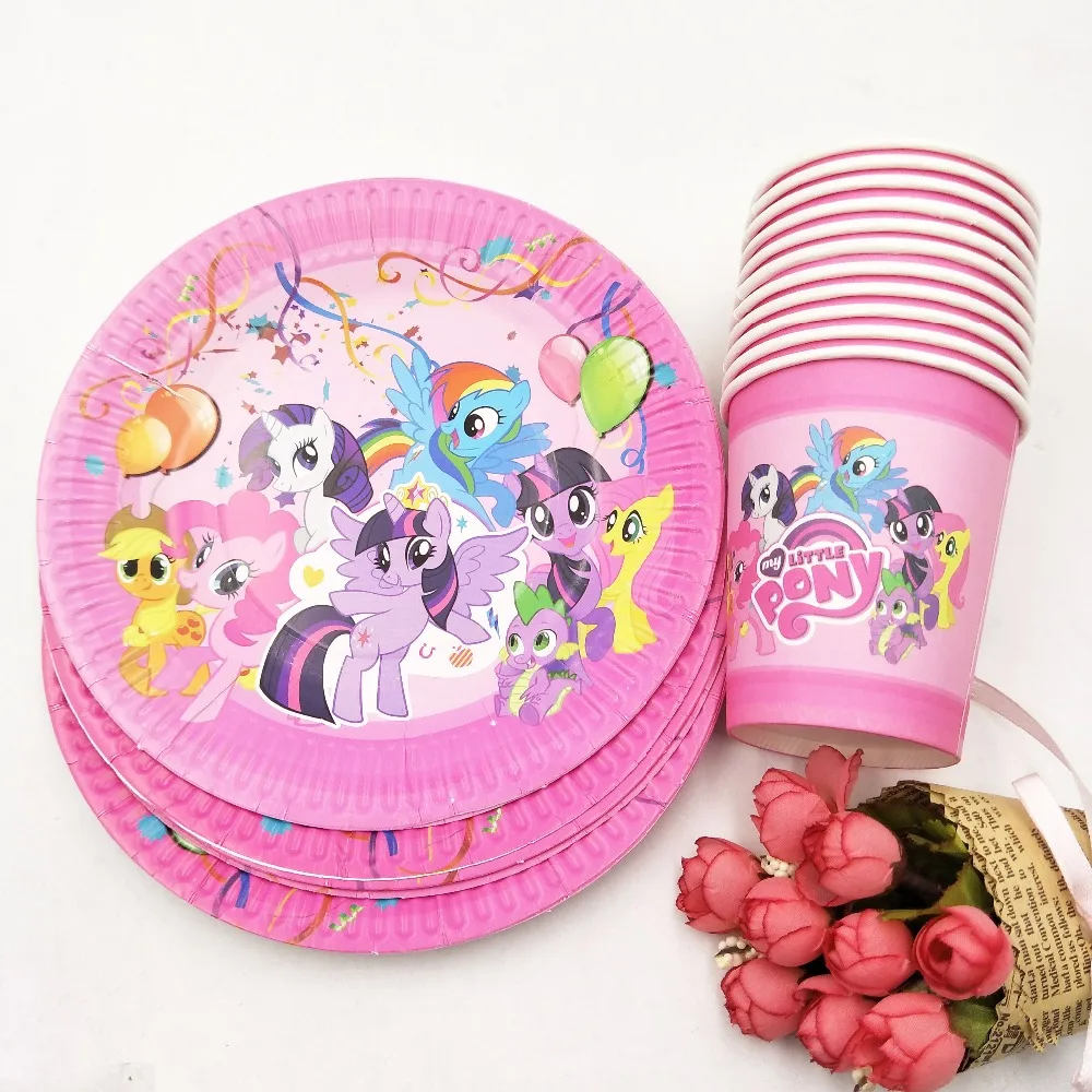

20pcs/set My Little Pony Plate/Cup Kids Birthday Decoration Festival Party Supplies For Boys Or Girls Cartoon Theme Party