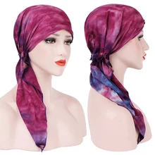 Мусульманская женская шапка для женщин платок печать тюрбан химиотерапия обертывание шапки для женщин раковые головные уборы при химиотерапии капот Femme хлопок