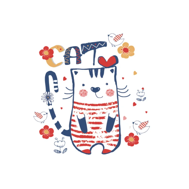 

20x21cm Cute Cat Iron On Patches Stickers Washable Appliques A-level Patch Heat Transfer For DIY Accessory T-shirt Clothes Jeans