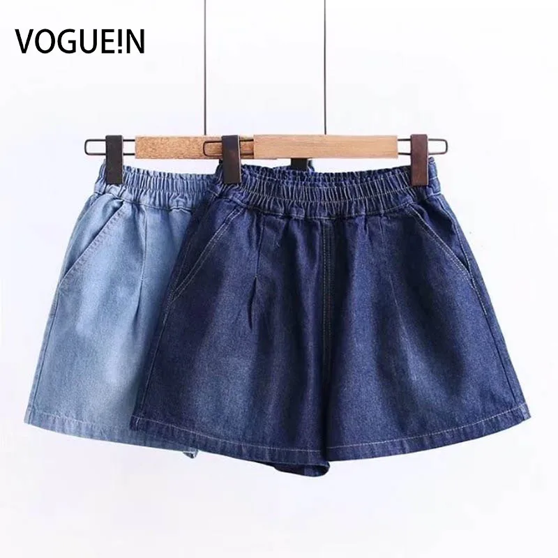 

VOGUEIN New Womens Solid Elastic Waist Pockets Denim Jeans Short Pants Shorts Wholesale