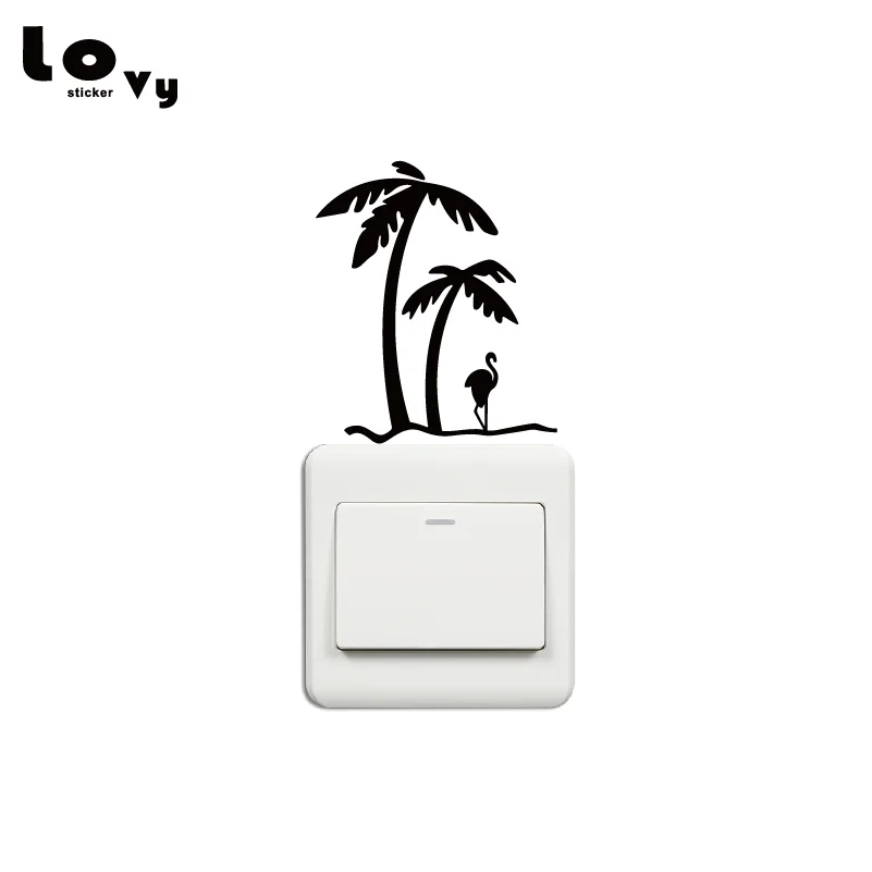 

Palm Tree & Flamingo Vinyl Switch Sticker Fashion Art Wall Sticker for Bedroom Home Decor SW0563