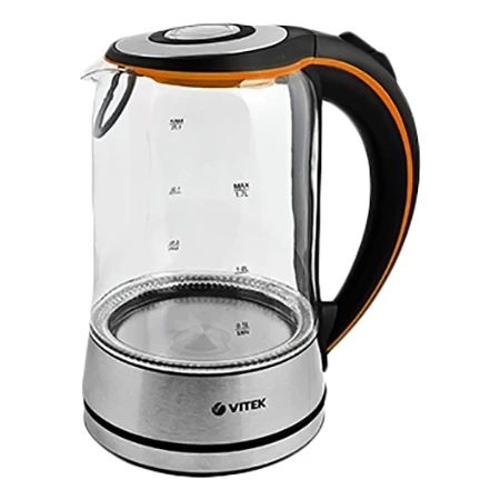 Чайник электрический Vitek VT-7005(TR) (Мощность 2200 Вт, объем 1.7 л, стеклянный корпус, вращение 360°, автоотключение)