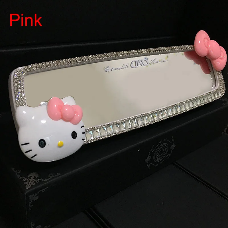 Koop 1 Pcs Leuke Cartoon Auto Diamant Interieur Achteruitkijkspiegel Decoratie Kristal Auto Achteruitkijkspiegel Voor Meisjes Auto Accessoires