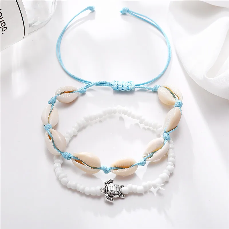 Mostyle, серебряный цвет, черепаха, ножные браслеты для женщин, каменные бусины, ракушка, ножной браслет, богемные браслеты на ногу, BOHO, океанские ювелирные изделия, Прямая поставка