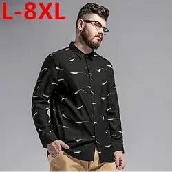 Большой размер 8XL 7XL 6XL повседневные мужские рубашки в полоску Slim Fit мужской социальной рубашки бренда с длинным рукавом бизнес рубашки