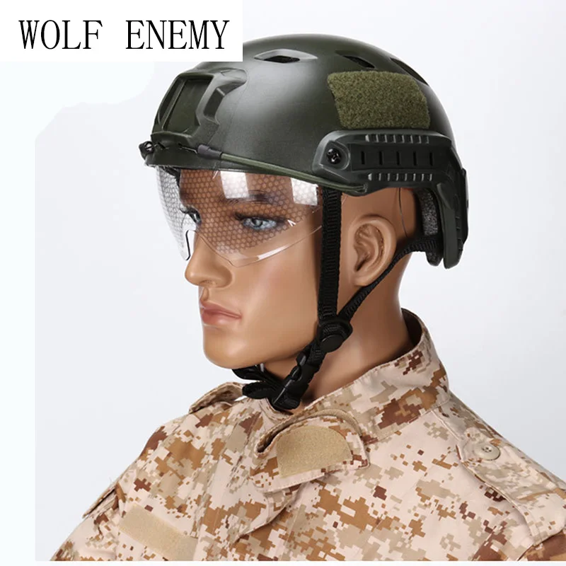 Быстрый Шлем с защитными очками типа BJ военный шлем для страйкбола Шлем тактический армейский шлем для пейнтбола - Цвет: Olive Drab