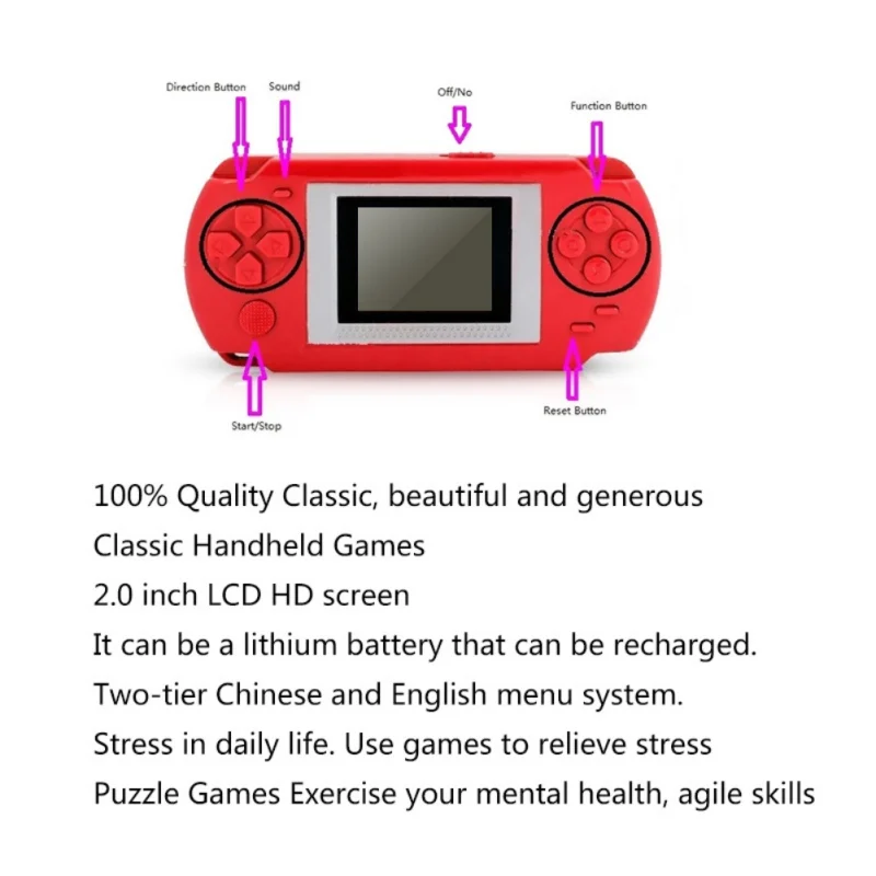 HKB-502 интеллект 2 дюймов Экран ребенка Цвет Дисплей портативных игровых консолей Game Player с 268 различных игр