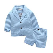Baby Boys Clothes Formal Spring Autumn Boys Clothing Sets Gentleman Kids Clothing Sets Coat + Shorts 2 Pieces Boys Jacket Suits