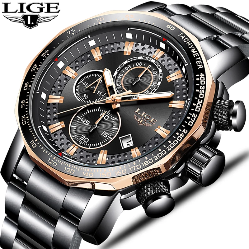 

2019 LIGE Mens Watches Top Brand Luxury Fashion Sport Quartz Watch Men Clock Military Waterproof Chronograph Erkek Kol Saati+Box
