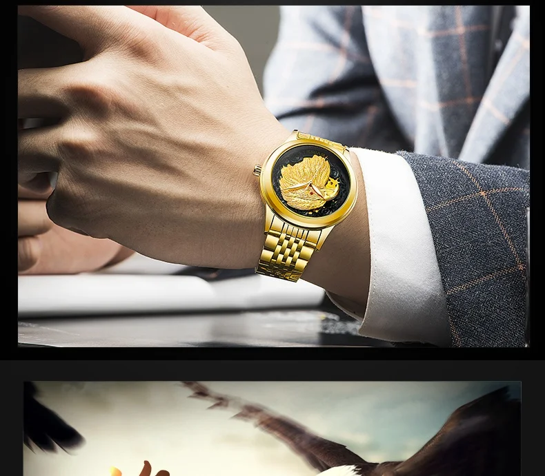 TEVISE Luxury Gold Watch Men Automatic Men Watches Luminous Hands Animal Eagle Mechanical Wristwatches 2018 New Clock Men (2)