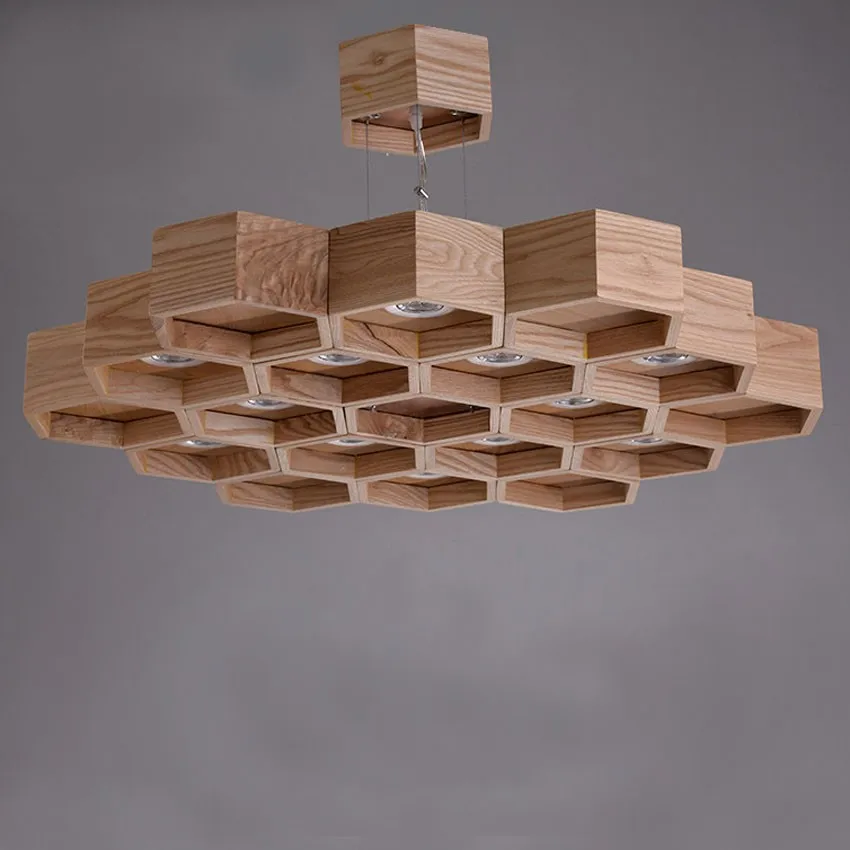 Деревянный вафельный винтажный подвесной светильник 6 видов современный простой светодиодный ручной работы деревянный подвесной