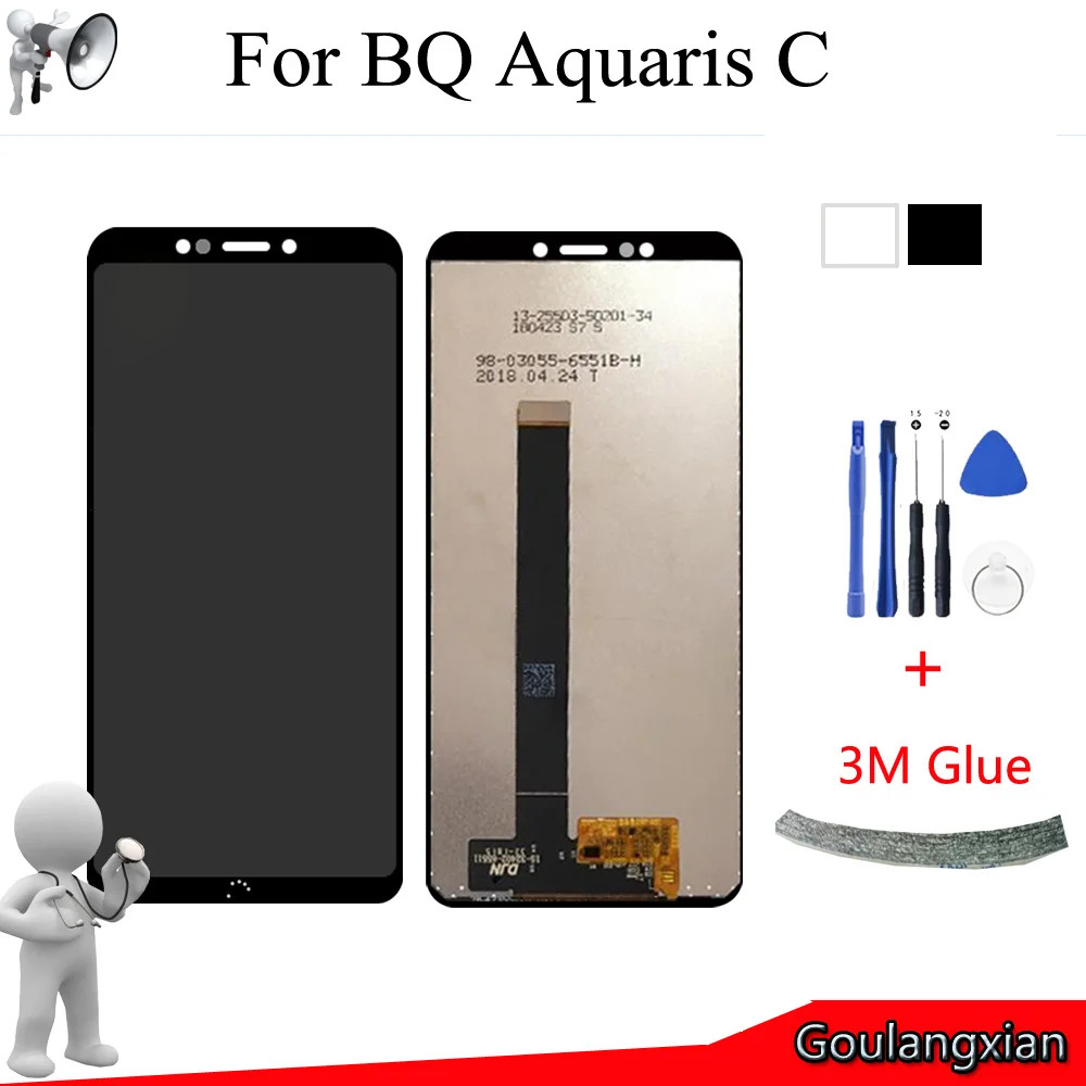 

5.45" AAA Quality LCD For BQ Aquaris C LCD Display + Touch Screen Digitizer Assembly Replace White / Black