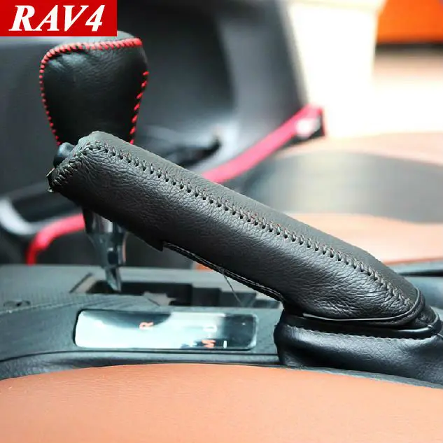 2pcs/set Genuine Leather Handbrake Grips + Gear Shift Collars For