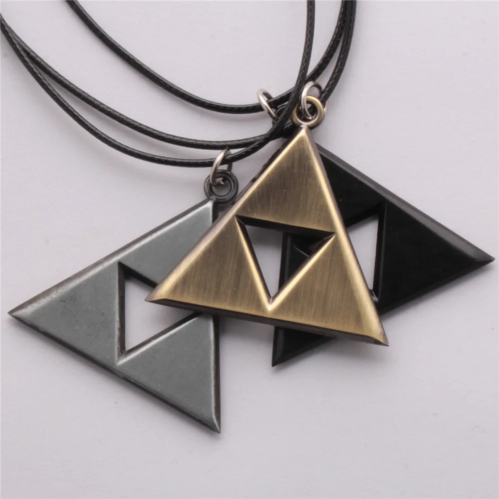 10pcs / lot The Legend of Zelda necklace Triforce 3 colors pendant cosplay jewelry for men & women wholesale
