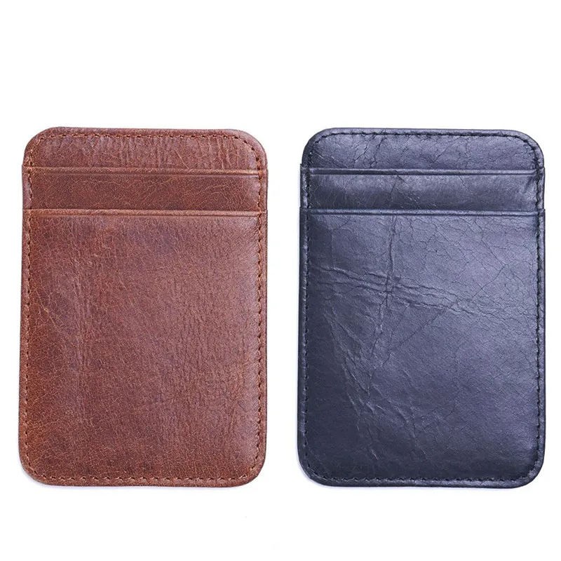 Retro Vintage Men Genuine Leather Thin font b Slim b font Wallet ID Credit Card Holder