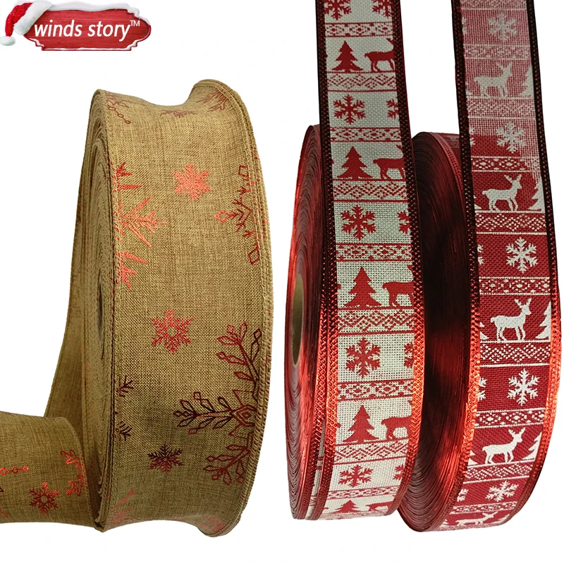 

Christmas Ribbon Satin Wired Edge Sealing Sheer Gift Wrapping 20 Yard 5cm or 6.3cm Christmas tree bow decoration accessories