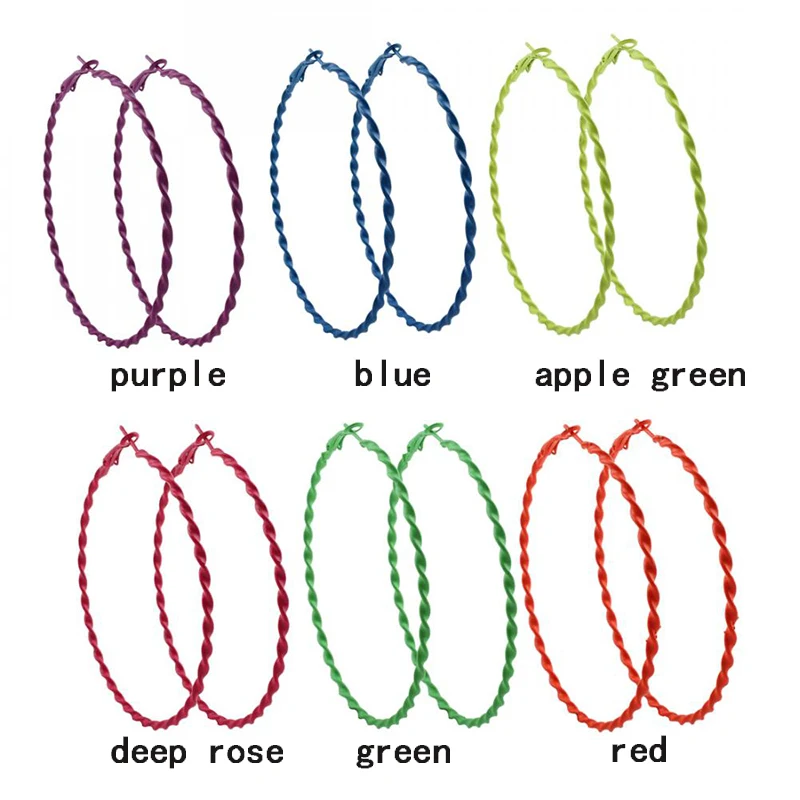 HTB113YaKeSSBuNjy0Flq6zBpVXaN - 1pair Big Circle Hoop Earrings Basketball Brincos Iron Loop Earrings for Women Jewelry Blue Green Purple Red Color Earring