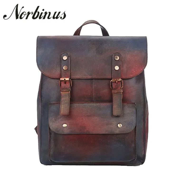 Женский рюкзак Norbinus из натуральной кожи для девочек подростков 2018|genuine leather