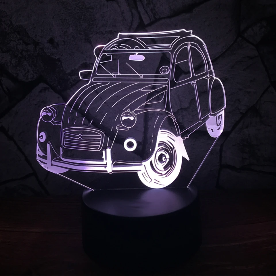 Ceny 7 kolory zmień 3D Led nowoczesne dekoracje do domu Beetle samochód modelowanie, noc, lekki Vision pojazdu lampy biurko Usb lampki nocne światła snu prezenty