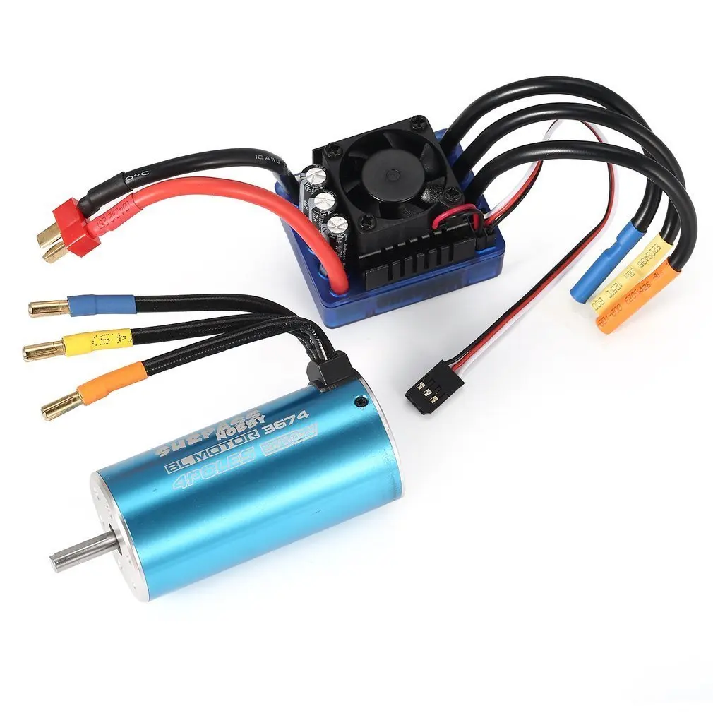 

3674 2250KV 4P Sensorless Brushless Motor and 120A Brushless ESC for 1/8 1/10 RC Car RC Boat
