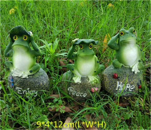 3 шт./лот маленький кролик украшения смолы животных садовые фигурки лягушки бонсай украшения сада Открытый Статуи Декор - Цвет: Frogs