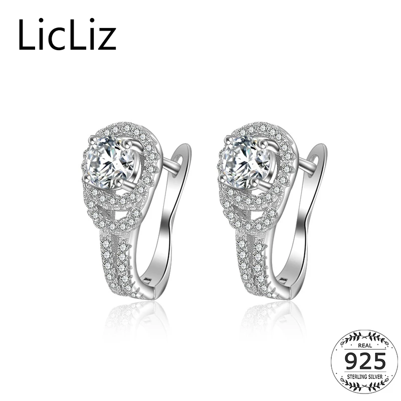 

LicLiz Micro Pave Cubic Zirconia Hoop Earrings Women Pierced 925 Sterling Silver Charm Huggie Earing Small Loop Earring LE0386