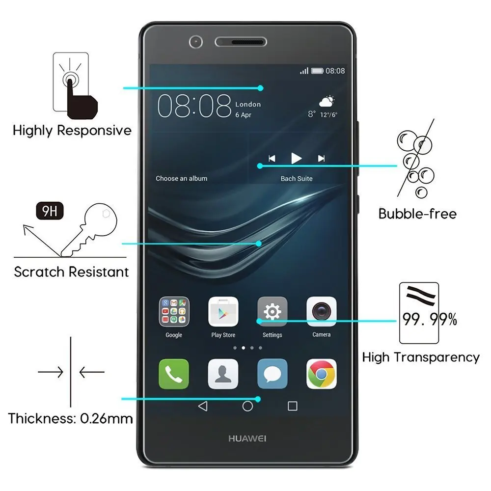 Закаленное стекло Bainxin для Huawei P8 P9 P10 Lite защита экрана 9H жесткая пленка с защитой