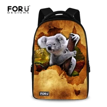 Дизайнерский Бренд 17 дюймов Женщины Рюкзак Mochila Девушки Животных Коала Кенгуру Ноутбук Backbag Печати Подростков Детская Школа Back Pack